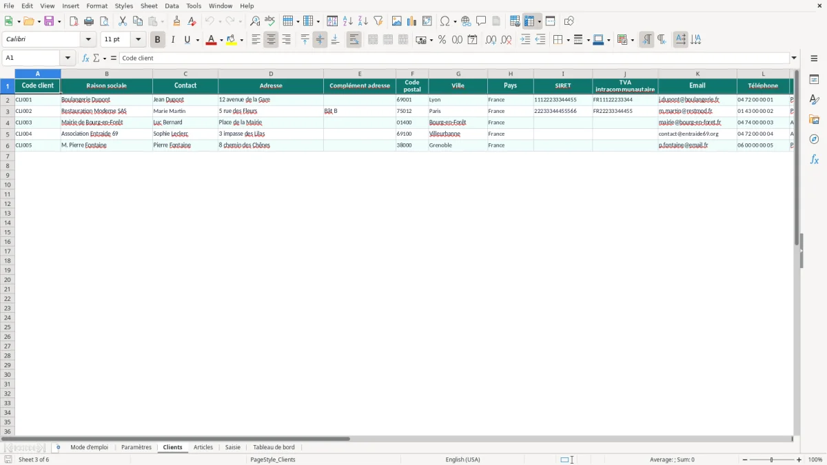 Capture d'écran 3 : Feuille Clients - Modèle Excel Bon de livraison Excel - Modèle Gratuit (2026)